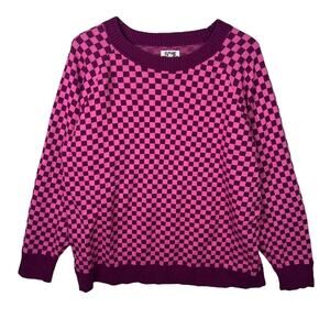 Future Collective Gabriella Karefa-Johnson Pink Purple Checkerboard Sweater 1X